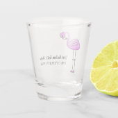 Aangepaste tekst Roze Flamingo shot glas (Achterkant)