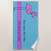 Aangepaste tekst Roze Flamingo strandlaken (Voorkant)