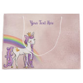 Aangepaste tekst/ Roze Goud Witte Eenhoorn Regenbo Groot Cadeauzakje (Voorkant)