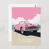 Aangepaste tekst Roze Klassieke Auto Briefkaart (Voorkant / Achterkant)