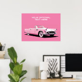 Aangepaste tekst Roze Klassieke Auto Poster (Thuiskantoor)