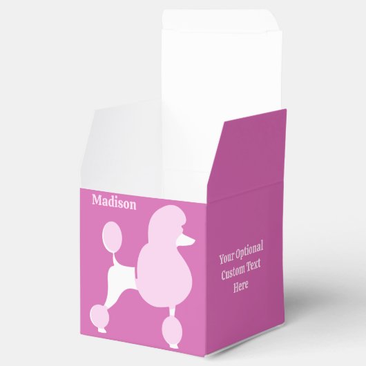 Aangepaste tekst Roze Poodle Bedankdoosjes (Geopend)