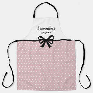 Aangepaste tekst roze witte poka dots schort