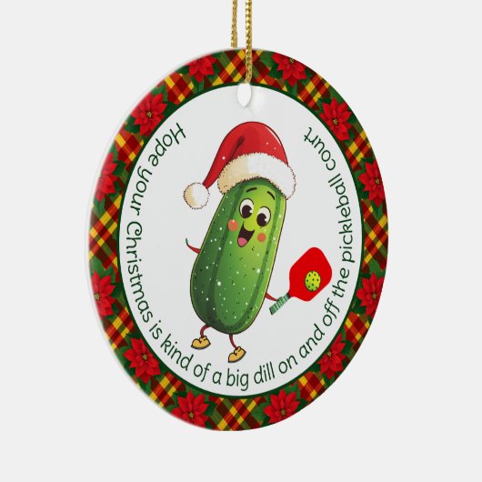 Aangepaste tekst Santa's Pickleball Rally Keramisch Ornament (Rechts)
