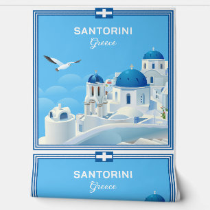 Aangepaste tekst Santorini Griekenland Behang