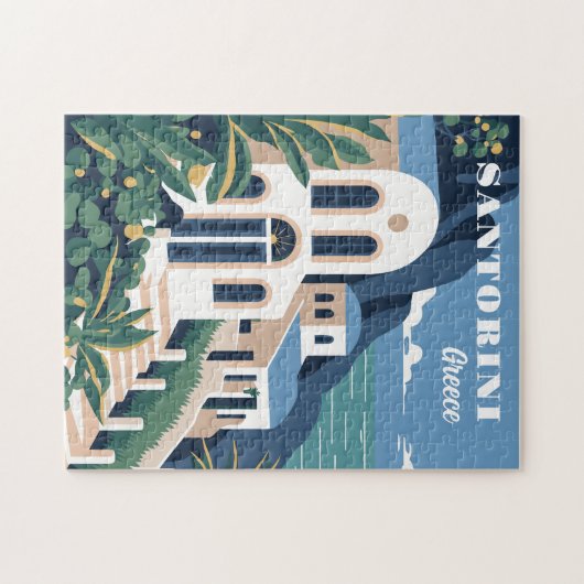 Aangepaste tekst Santorini Griekenland Legpuzzel (Horizontaal)