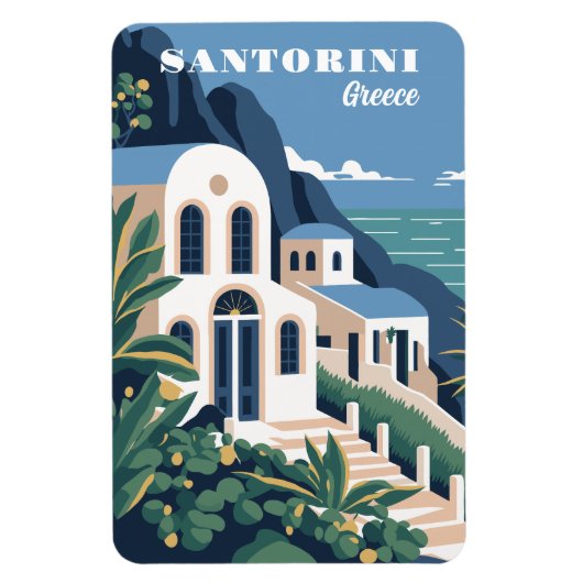 Aangepaste tekst Santorini Griekenland Magneet (Verticaal)