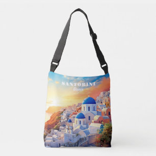 Aangepaste tekst Santorini Griekenland Sunset Crossbody Tas