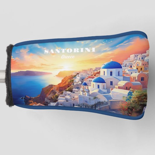 Aangepaste tekst Santorini Griekenland Sunset Golfheadcover (Voorkant)