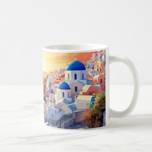 Aangepaste tekst Santorini Griekenland Sunset Koffiemok