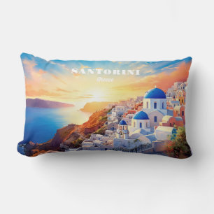 Aangepaste tekst Santorini Griekenland Sunset Kussen
