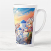 Aangepaste tekst Santorini Griekenland Sunset Latte Mok (Rechts)