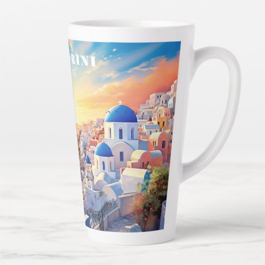 Aangepaste tekst Santorini Griekenland Sunset Latte Mok (Rechts)