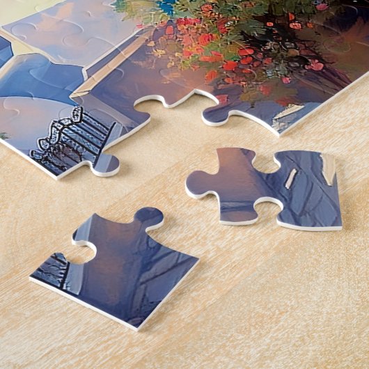Aangepaste tekst Santorini Griekenland Sunset Legpuzzel (Zijkant)