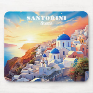 Aangepaste tekst Santorini Griekenland Sunset Muismat