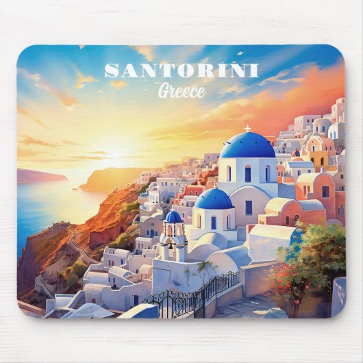 Aangepaste tekst Santorini Griekenland Sunset Muismat (Voorkant)