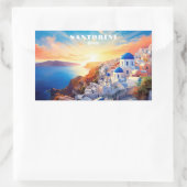 Aangepaste tekst Santorini Griekenland Sunset Rechthoekige Sticker (Tas)