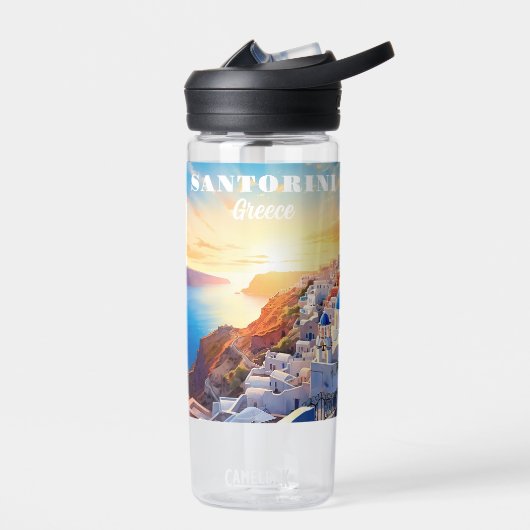 Aangepaste tekst Santorini Griekenland Sunset Waterfles (Links)