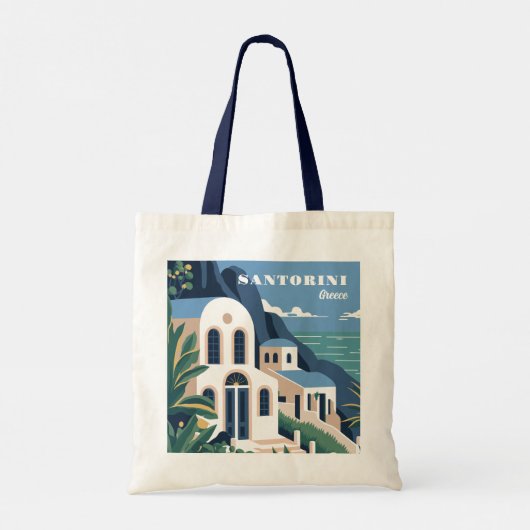 Aangepaste tekst Santorini Griekenland Tote Bag (Achterkant)