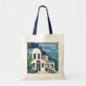 Aangepaste tekst Santorini Griekenland Tote Bag (Voorkant)