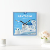 Aangepaste tekst Santorini Griekenland Vierkante Klok (Huis)