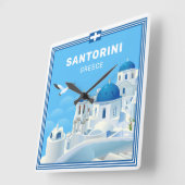 Aangepaste tekst Santorini Griekenland Vierkante Klok (Hoek)