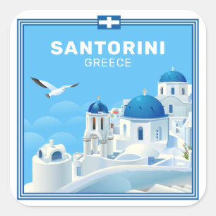 Aangepaste tekst Santorini Griekenland Vierkante Sticker