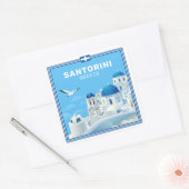 Aangepaste tekst Santorini Griekenland Vierkante Sticker (Envelop)
