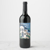 Aangepaste tekst Santorini Griekenland Wijn Etiket (Voorkant)