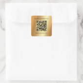 Aangepaste tekst Scannable QR Code Glamorous Gold Vierkante Sticker (Tas)