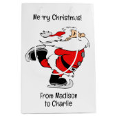 Aangepaste tekst schaatsen Santa Medium Cadeauzakje (Voorkant)