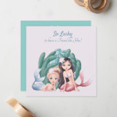 Aangepaste tekst schattige zeemeerminnen en Zee le Notitiekaartje (Voorkant / Achterkant in situ)