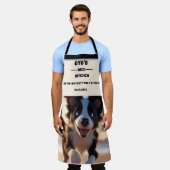 Aangepaste tekst, schattige zwart-witte hond schort (Gedragen)