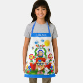 Aangepaste tekst Schattigee kleurrijke Emoji Flowe Schort (Insitu)