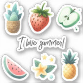 Aangepaste tekst Schattigee tropische vruchten Blo Sticker (Voorkant)