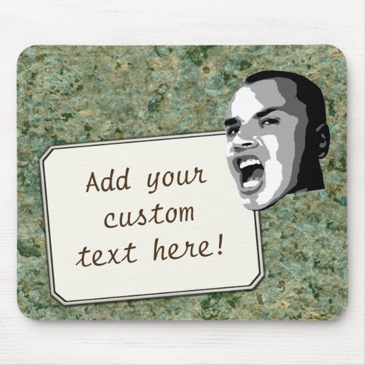 Aangepaste tekst Shout op Green Rock Texture Muismat (Voorkant)