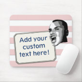 Aangepaste tekst Shout op Pastel Roze Strepen Muismat (Met muis)