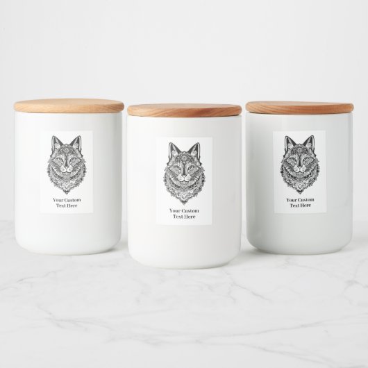 Aangepaste tekst Sierkat Voedselcontainer Etiket (Flessen)