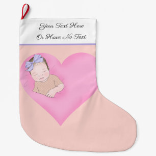 Aangepaste tekst Slaapvolle Baby liefdesroze har Grote Kerstsok