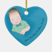 Aangepaste tekst | Sleeping Baby Love Blue Heart Keramisch Ornament (Voorkant)