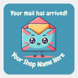Aangepaste tekst Small Business Name Schattigee e- Vierkante Sticker