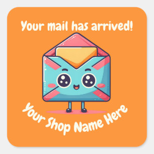 Aangepaste tekst Small Business Name Schattigee e- Vierkante Sticker