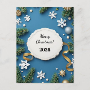 ❄️ Aangepaste tekst Sneeuwvlok Winter Magie Blauw Feestdagenkaart