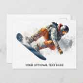 Aangepaste tekst Snowboarder illustratie Briefkaart (Voorkant / Achterkant)