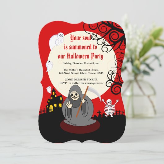 Aangepaste tekst, spooky Halloween "Grim Reaper": Kaart (Staand voorkant)