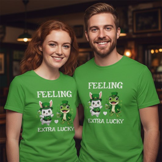Aangepaste tekst St. Patrick's Day Kikker en Konij T-shirt
