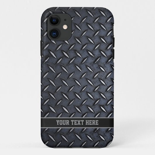 Aangepaste Tekst Staal look iPhone case (Achterkant)