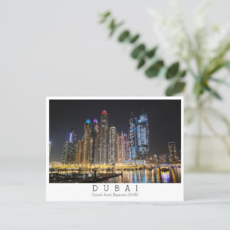 Aangepaste tekst, stad uitzicht bij nacht, Dubai, Briefkaart