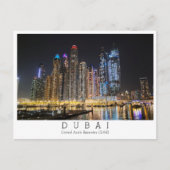 Aangepaste tekst, stad uitzicht bij nacht, Dubai,  Briefkaart (Voorkant)
