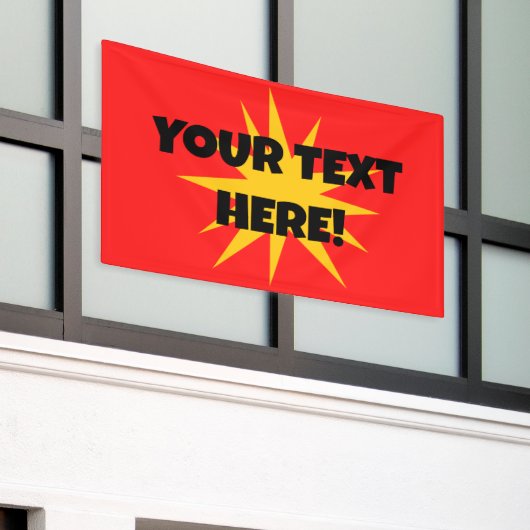 Aangepaste tekst Starburst Banner (Buitenkant Gebouw)